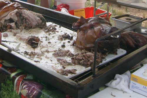 close-up of pig on grill