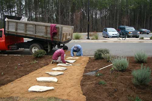 laying stone