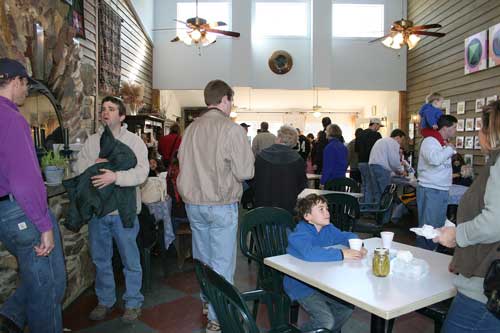 crowded dining room of the inn