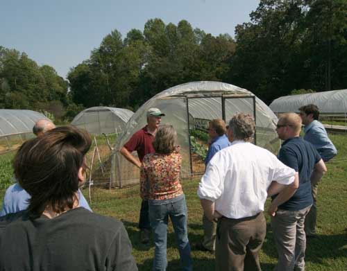 In front of mobile high tunnels