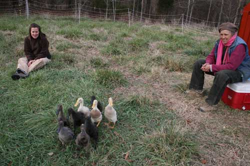 Kenan and Cathy hang with the ducklings