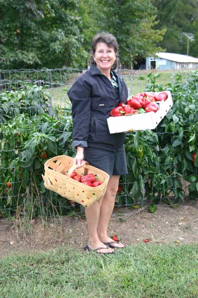 Amy with pepper harvest