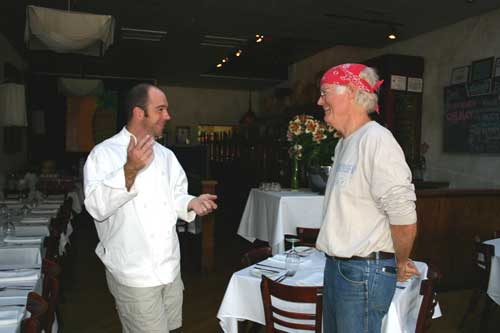 Bret Jennings and Bill DOw in the dining room of Elaine's