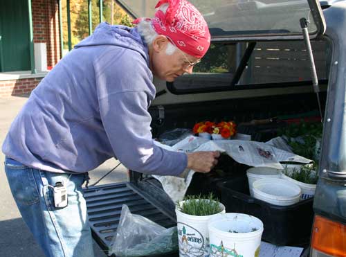 Farmer Bill Dow assembles an order