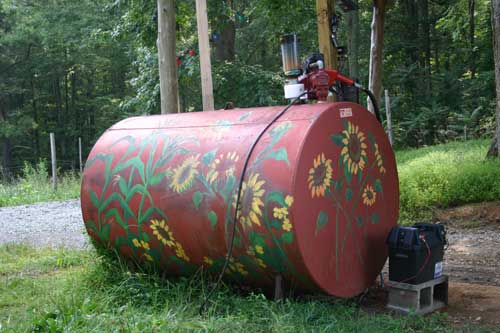 This fuel tank at the Moncure farm dispenses 100% biofuel.