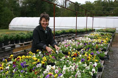 Amy with pansies