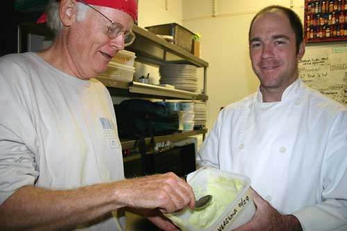 Bill samples the sherbet made from his verbena