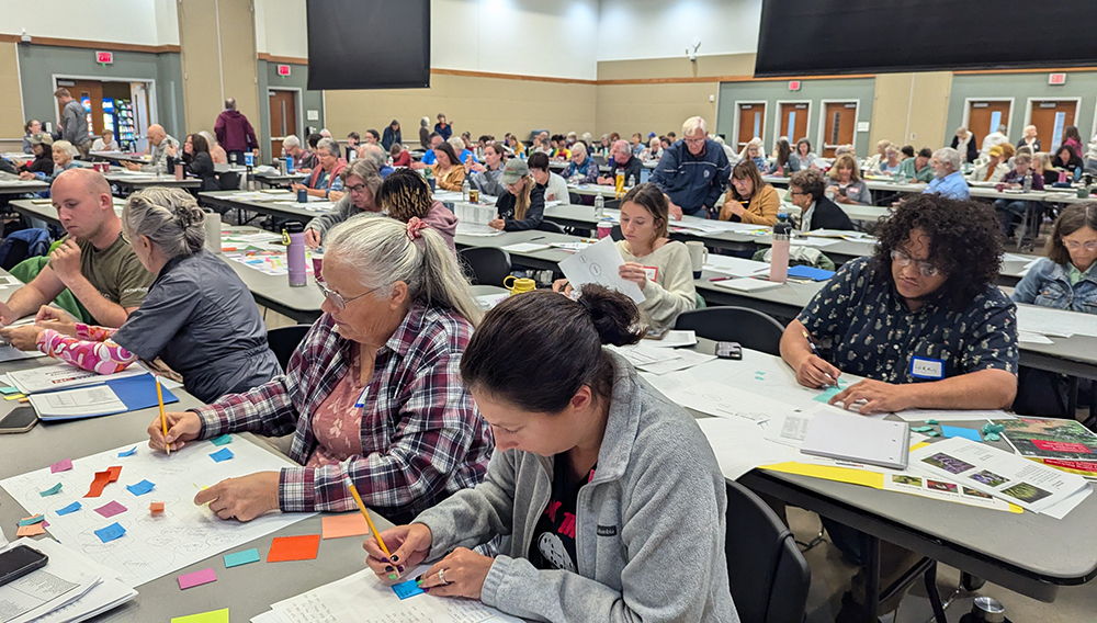 Participants were given time to practice designing their own pollinator garden bed.