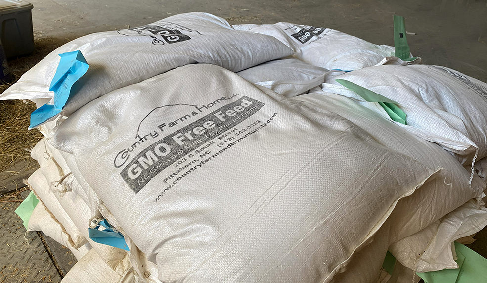 Country Farm & Home has their own brand of locally grown and milled non-GMO feed. Many farmers rely on this and requested it and it was included in the shipment. 